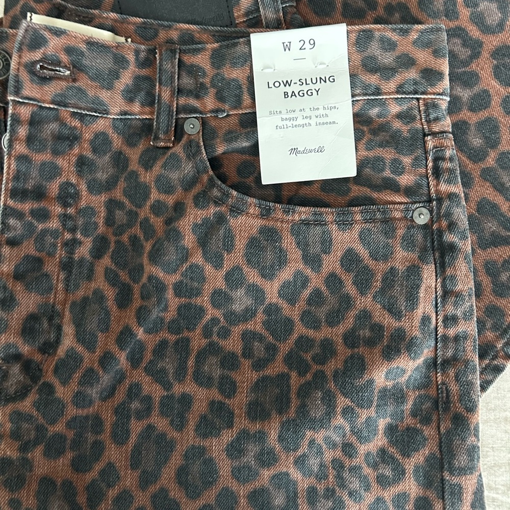Madewell Leopard Print Low-Slung Baggy Jeans - Size 29